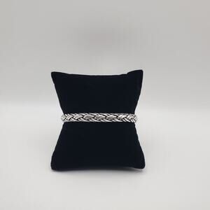 Sterling Silver 925 Braided Cuff Bracelet Woven CII Mexico